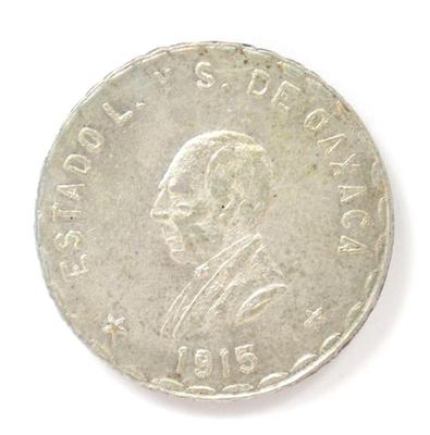Lot 183 rare mexican revolution 1915 un peso, silver coin oaxaca