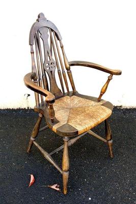 1930s rush seat arm chair