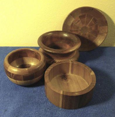 Inlaid wood containers