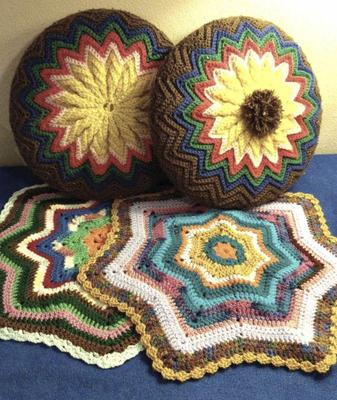 Crocheted throw pillows