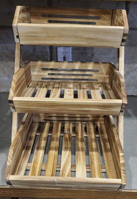 Under counter 3 tiered wood fruit storage