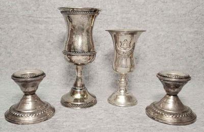 Md001 sterling judaica kiddush cups weighted sterling candle holders
