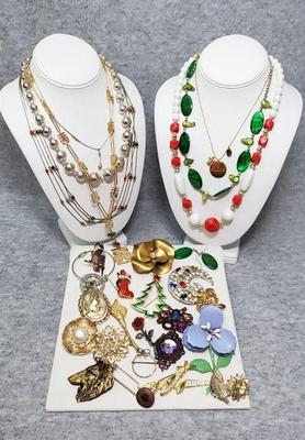Dc003 holiday jewelry pins, vintage costume jewelry