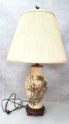 Md030 vintage kutani style hand painted ceramic lamp