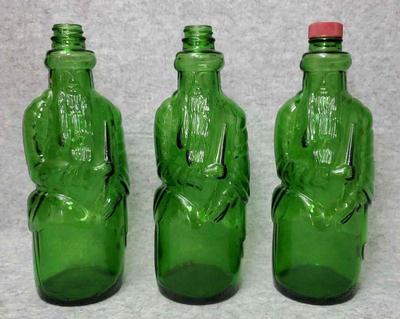 Ko019 green glass vintage poland spring gin moses figure bottles