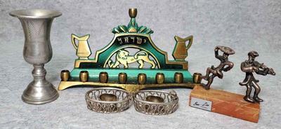 Md020 judaica menorah figurines, candle holder, cup