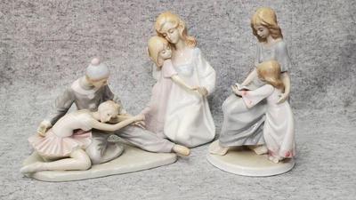 Dc021 3 beautiful figurines mother and child ballet dancers