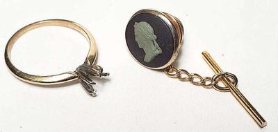 Dc005 14k gold ring no stone), 12k gold cufflink