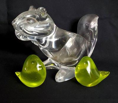 Dc016 henrietta art glass little birds crystal squirrel bowl