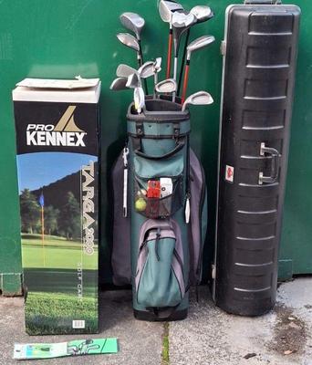 Left Handed Complete + Some Golf Club Set with Travel Hard Case & New Cart
