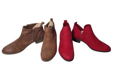 New SO Short Suede Boots * Red and Chestnut * Size 8M
