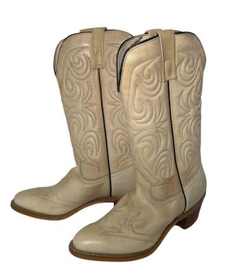 Texas Ladies Leather Cowboy Boots * Light Tan * 7M - L 140
