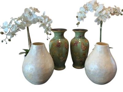 3 Butterfly Vases * Mother Of Pearl Style Vases * Orchid Decor
