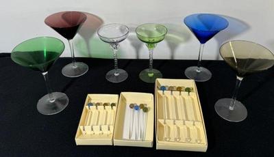 Colorful Beverage Glasses * 12 Pottery Barn Stirrers
