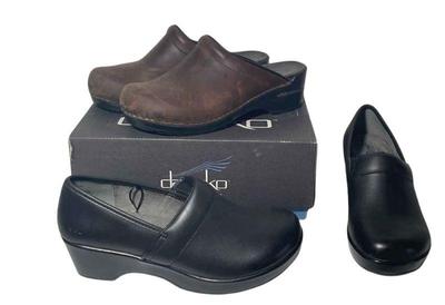 New Ladies Sonja Antique Brown Leather Dansko * JBU Leather Clogs Size 9M * 39

