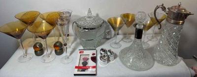 Glass & Crystal For The Holidays * Ice Bucket * Decanter * Pitcher * 4 Grammercy Martini Glasses
