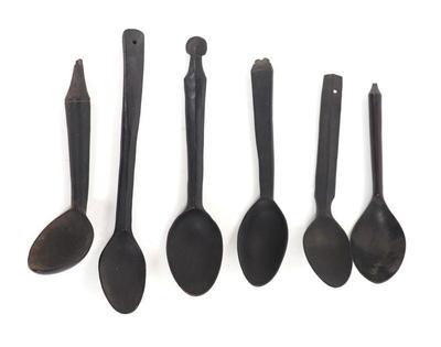 Lot 168 group of six filipino hand carved spoons