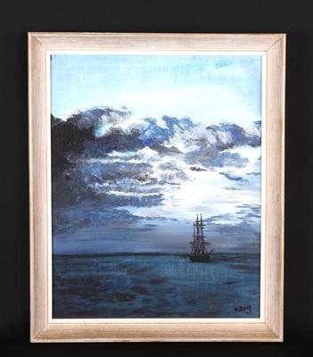 Lot 224 signed seascape boat painting