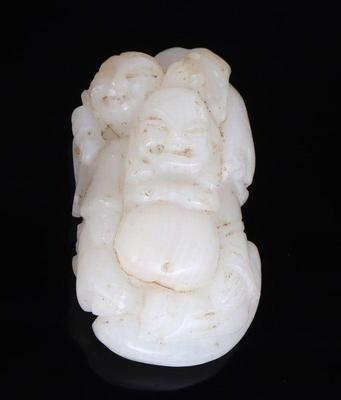 Lot 131 chinese hardstone carved laughing buddas pendant