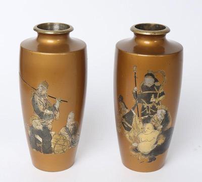 Lot 154 japanese samurai mixed metal style pair of vase