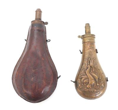 Lot 28 two english powder flasks