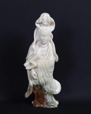 Lot 133 chinese mutton fat jade guanyin carving late republic period