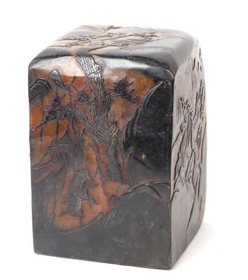 Lot 128 chinese heavy hardstone landscape
