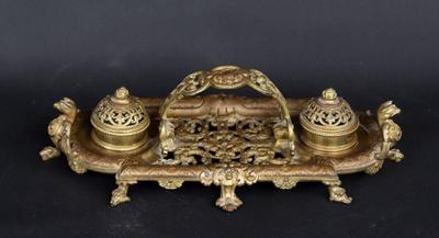 Lot 238 continental brass ink stand