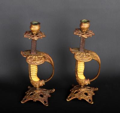 Lot 261 german hilt naval style pair of candlesticks