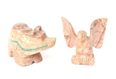 Lot 156 two lovely stone carved animals bear & eagle