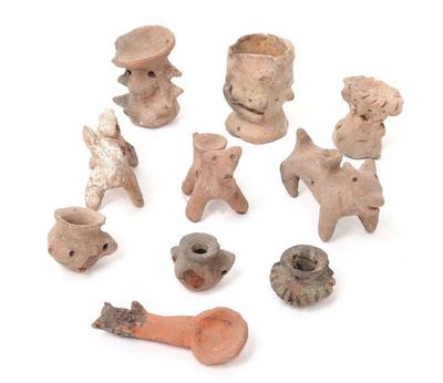 Lot 60 group of ten miniature pre columbian figures