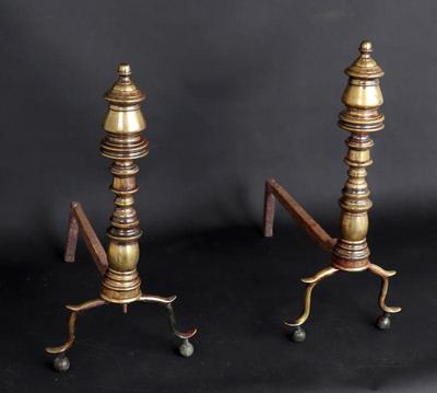 Lot 268 fine federal brass andirons circa 1800