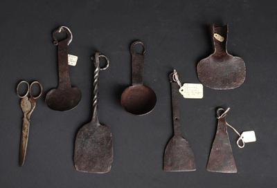 Lot 70 assorted lot of early wrought iron tools circa 1800's