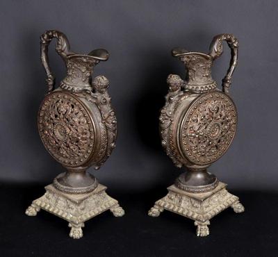 Lot 240 pair of victorian ren ewers