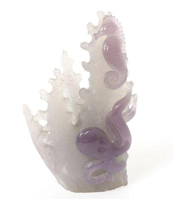 Lot 130 chinese rock crystal aquarium decoration octopus & seahorse