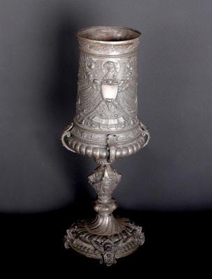 Lot 233 massive german pewter chalice