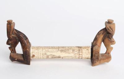 Lot 164 old batak carved bone ritual calendar box w finials