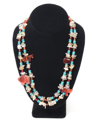 Lot 39 gorgeous amber carnelian & turquoise necklace