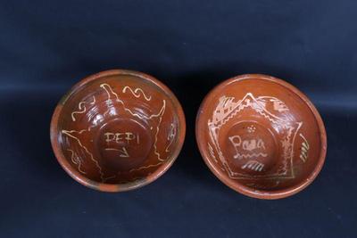 Lot 252 two french terracotta redware bowls 19th c.