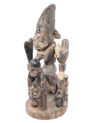 Lot 194 mother child equestrian shrine, yoruba peoples