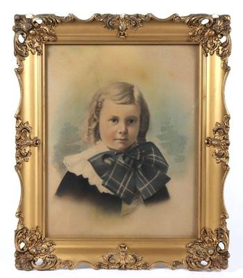 Lot 254 antique pastel of a young child