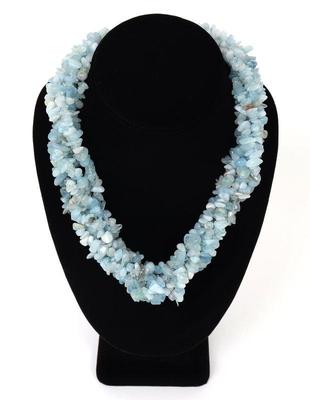 Lot 55 gorgeous multistring natural polished aquamarine choker