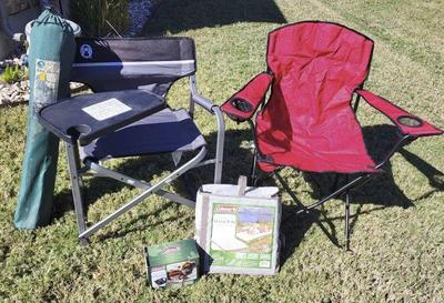 Nib coleman queen air mattress and chairs