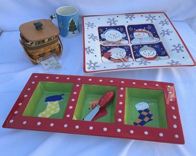 Christmas longaberger ceramic dishes