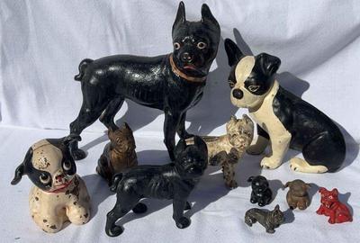 Vintage cast iron boston terriers