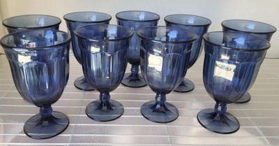 Noritake blue water goblets 9)
