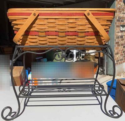 Longaberger red yuletide treasures basket with stand