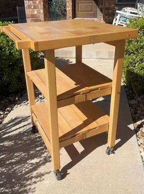 Folding butcher block island