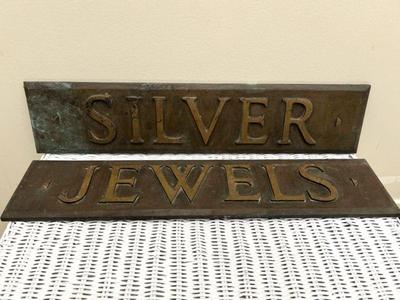 Heavy Bronze Silver & Jewels Signs With Brass Lettering