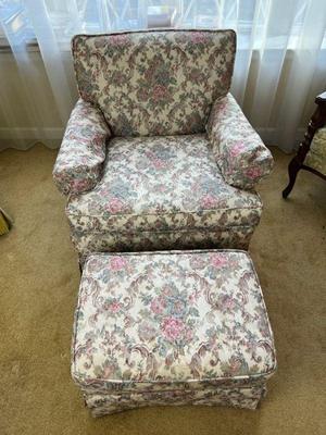 Floral Armchair & Ottoman